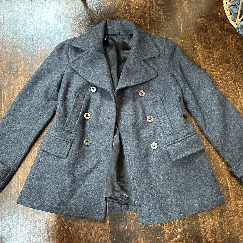 Martin+Osa Grey Wool Peacoat, Size S